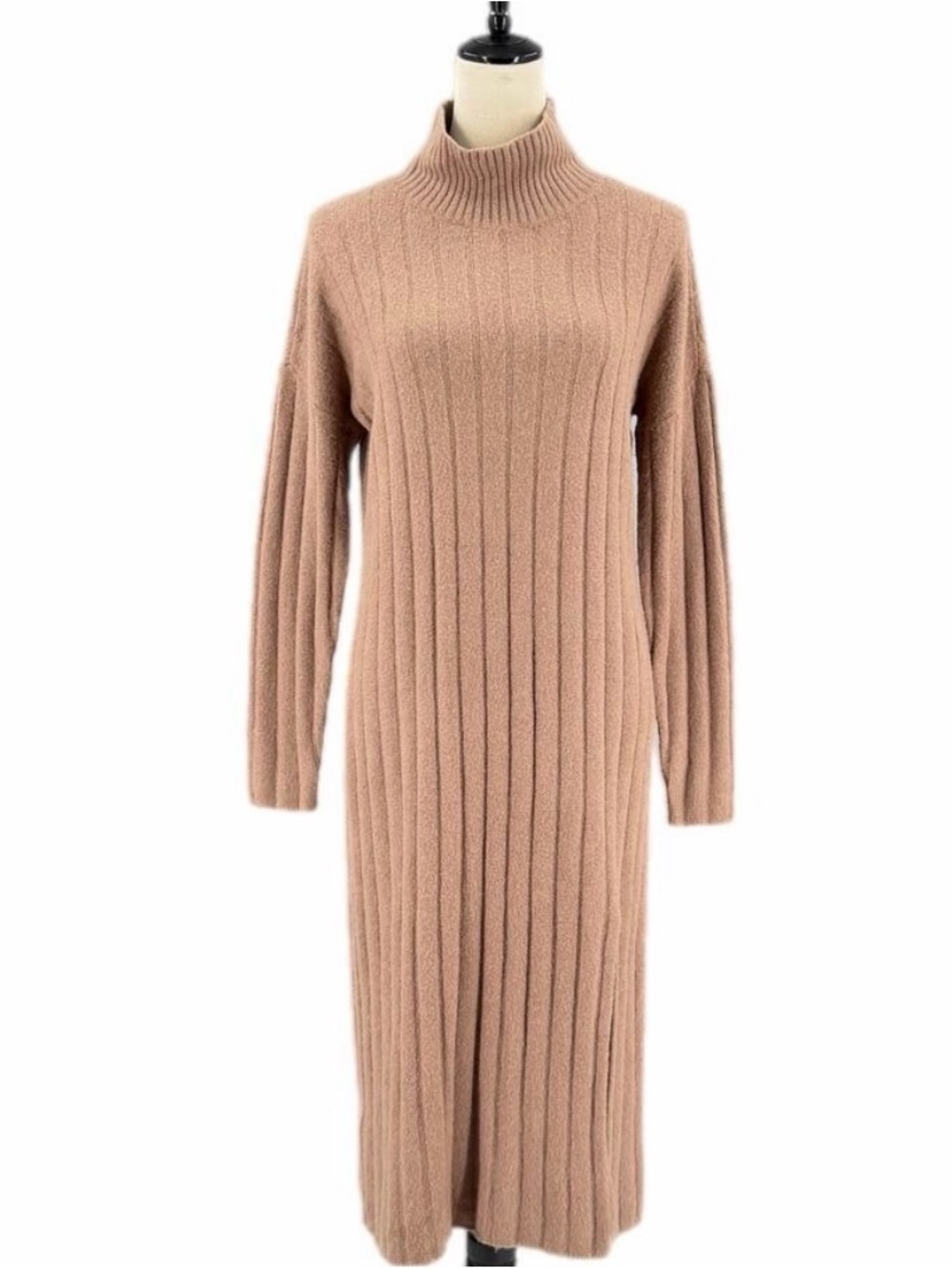 Abercrombie Ribbed Turtleneck Knit Dress - Camel